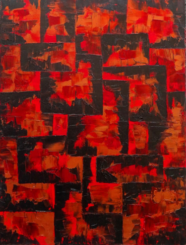 Painting titled "Confusion de rojo" by Romuald Canas Chico, Original Artwork, Oil