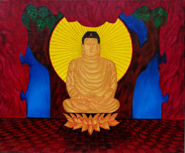 Peinture intitulée "Bouddha" par Romuald Canas Chico, Œuvre d'art originale, Huile