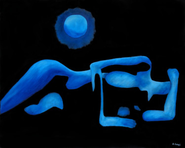 Peinture intitulée "Au clair de lune" par Romuald Canas Chico, Œuvre d'art originale, Huile