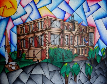 Pintura titulada "Mairie d'Alfortville" por Romuald Canas Chico, Obra de arte original, Oleo