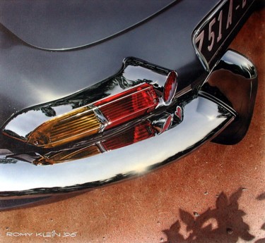 Malerei mit dem Titel "Jaguar E-Type Heckl…" von Romy Klein, Original-Kunstwerk, Acryl