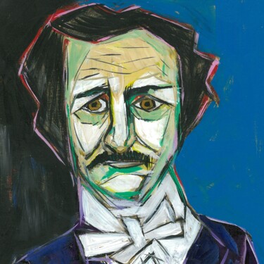 Peinture intitulée "Edgar Allen Poe" par Ron Kammer, Œuvre d'art originale, Acrylique