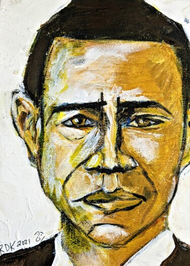 Malerei mit dem Titel "Barack Obama" von Ron Kammer, Original-Kunstwerk, Acryl