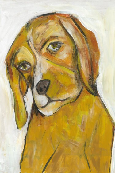 Malerei mit dem Titel "DOG" von Ron Kammer, Original-Kunstwerk, Acryl Auf artwork_cat. montiert