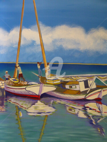 Painting titled "Island port" by Ronald Egan, Original Artwork