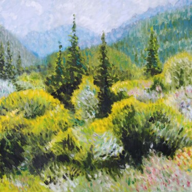 Painting titled "Vallée" by Ronald Houriez, Original Artwork, Oil
