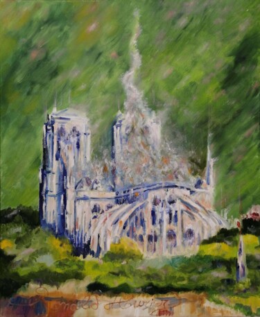 Malerei mit dem Titel "Notre Dame, Après" von Ronald Houriez, Original-Kunstwerk, Öl