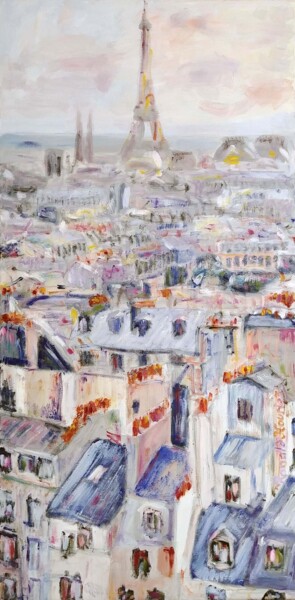 Peinture intitulée "Les Toits de Paris" par Ronald Houriez, Œuvre d'art originale, Huile