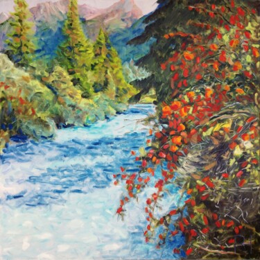 Painting titled "Torrent de Montagne" by Ronald Houriez, Original Artwork, Oil