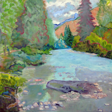 Malerei mit dem Titel "Rivière" von Ronald Houriez, Original-Kunstwerk, Öl
