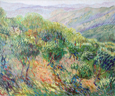 Schilderij getiteld "Primavera, Serrania…" door Ronald Houriez, Origineel Kunstwerk, Olie
