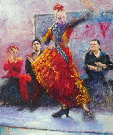 Pittura intitolato "Flamenco" da Ronald Houriez, Opera d'arte originale, Olio