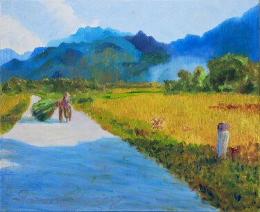 Painting titled "Mai Chau, Vietnam" by Ronald Houriez, Original Artwork, Oil