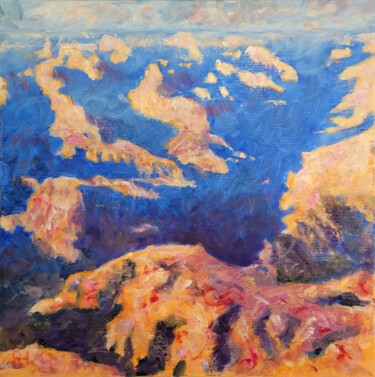 Schilderij getiteld "Grand Canyon Sunset" door Ronald Houriez, Origineel Kunstwerk, Olie