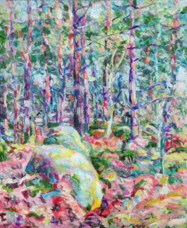 Painting titled "Forêt de Fontainebl…" by Ronald Houriez, Original Artwork, Oil