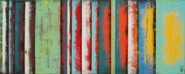 Painting titled "Yellow Panels" by Ronald Hunter, Original Artwork, Acrylic Mounted on Wood Stretcher frame