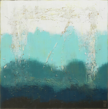 Картина под названием "Oceanic Blue Square" - Ronald Hunter, Подлинное произведение искусства, Акрил Установлен на Деревянна…