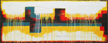 绘画 标题为“Yellow City Lights” 由Ronald Hunter, 原创艺术品, 丙烯 安装在木质担架架上