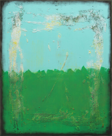 Painting titled "Once in Green" by Ronald Hunter, Original Artwork, Acrylic Mounted on Wood Stretcher frame
