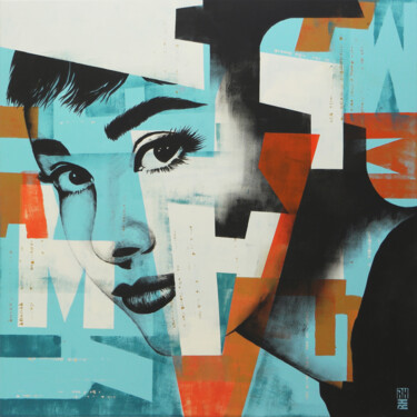 Schilderij getiteld "Audrey" door Ronald Hunter, Origineel Kunstwerk, Acryl Gemonteerd op Frame voor houten brancard
