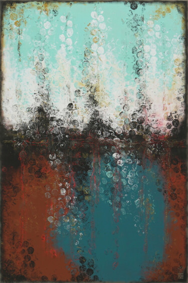 Painting titled "Boiling Bubbles War…" by Ronald Hunter, Original Artwork, Acrylic Mounted on Wood Stretcher frame