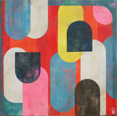 Malarstwo zatytułowany „Traffic Full Color…” autorstwa Ronald Hunter, Oryginalna praca, Akryl Zamontowany na Drewniana rama…
