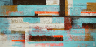 Картина под названием "Abstracted City Lin…" - Ronald Hunter, Подлинное произведение искусства, Акрил Установлен на Деревянн…