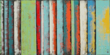 Painting titled "Yellow panels high" by Ronald Hunter, Original Artwork, Acrylic Mounted on Wood Stretcher frame