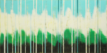 Pintura titulada "Bright Blue lines" por Ronald Hunter, Obra de arte original, Acrílico Montado en Panel de madera