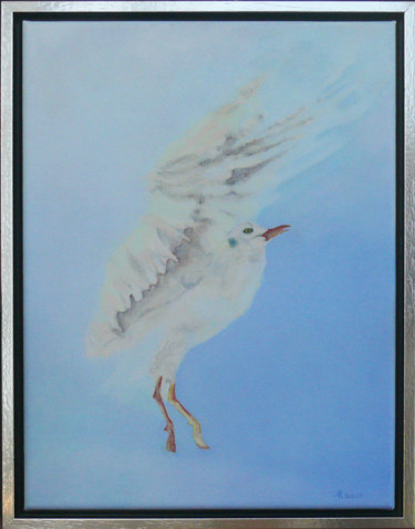 Pintura intitulada "Zeemeeuw van licht" por Ronaldhm, Obras de arte originais, Óleo