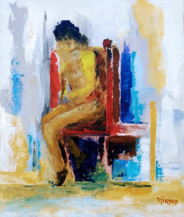 Painting titled "PENSAMENTO" by Ronaldo Cardoso - Mikyodd, Original Artwork, Acrylic Mounted on Wood Stretcher frame
