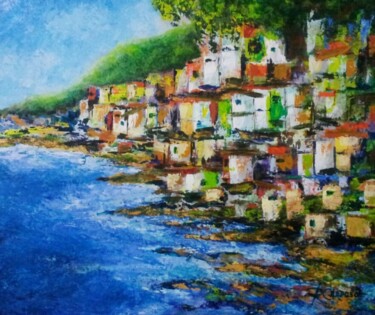Painting titled "A BEIRA MAR" by Ronaldo Cardoso - Mikyodd, Original Artwork, Acrylic Mounted on Wood Stretcher frame