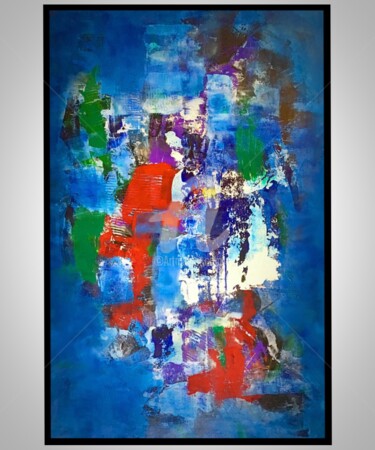 Painting titled "0ver Blue" by Weigand, Original Artwork