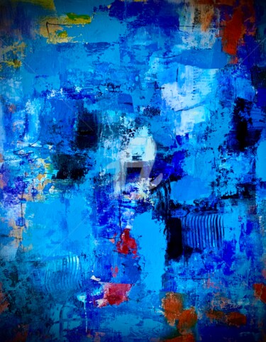 Картина под названием "Blue Alert" - Weigand, Подлинное произведение искусства, Акрил