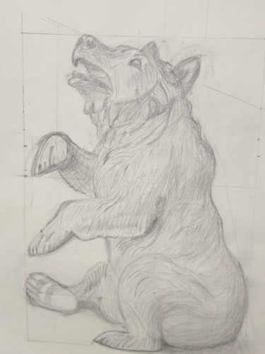 Drawing titled "L'ours" by Ronan Le Morvan, Original Artwork, Pencil