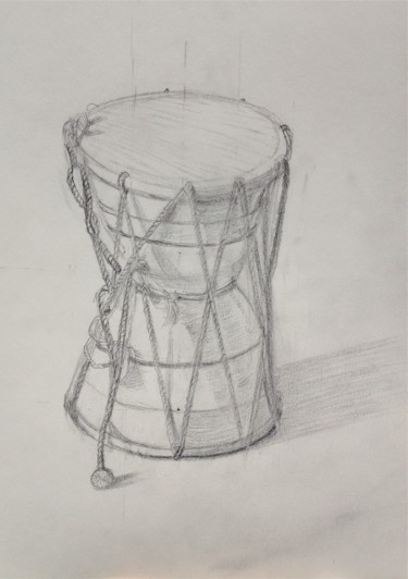 Drawing titled "Djembé" by Ronan Le Morvan, Original Artwork, Pencil