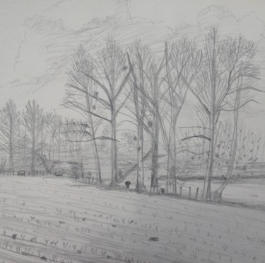 Drawing titled "L'hiver" by Ronan Le Morvan, Original Artwork, Graphite