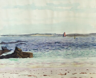 Schilderij getiteld "Île de Groix" door Ronan Le Morvan, Origineel Kunstwerk, Aquarel
