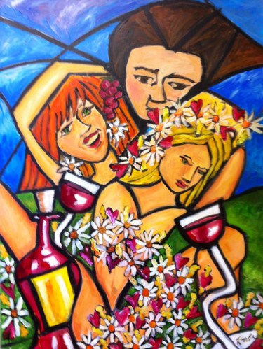 Картина под названием "Menage a Trois" - Ronda Richley, Подлинное произведение искусства, Другой