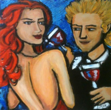Painting titled "The Red Wine Affair" by Ronda Richley, Original Artwork, Other
