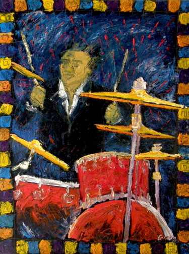 Malerei mit dem Titel "The Drummer" von Ronda Richley, Original-Kunstwerk, Andere
