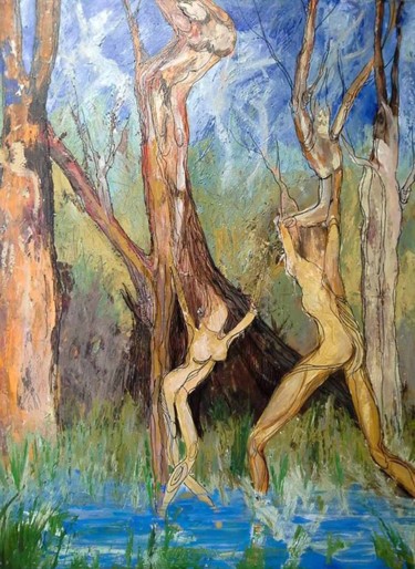 Peinture intitulée "Dancing in the Trees" par Ronda Richley, Œuvre d'art originale, Autre