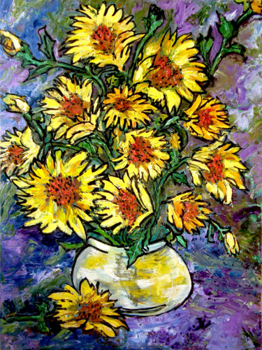 Pintura titulada "Yellow Flowers" por Ronda Richley, Obra de arte original, Otro