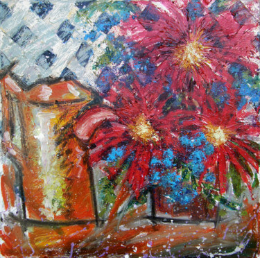 Pittura intitolato "Red Flowers" da Ronda Richley, Opera d'arte originale, Acrilico