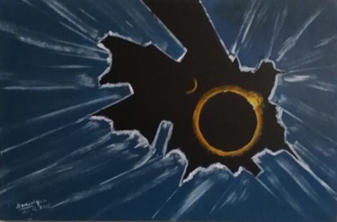 Painting titled "eclipse de glace" by Dominique Rondeau, Original Artwork, Acrylic