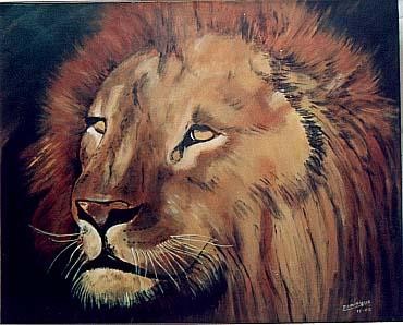 Peinture intitulée "le lion" par Dominique Rondeau, Œuvre d'art originale, Autre
