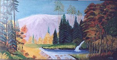 Peinture intitulée "paysge canadien" par Dominique Rondeau, Œuvre d'art originale, Autre