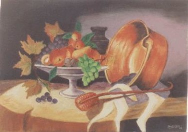 Peinture intitulée "le chaudron en cuiv…" par Dominique Rondeau, Œuvre d'art originale, Acrylique Monté sur Châssis en bois