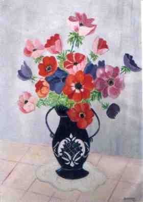 Картина под названием "le vase bleue" - Dominique Rondeau, Подлинное произведение искусства, Другой Установлен на Деревянная…