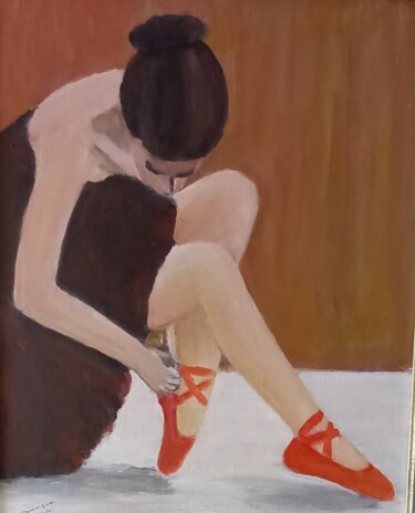 Peinture intitulée "les chaussons rouge" par Dominique Rondeau, Œuvre d'art originale, Acrylique